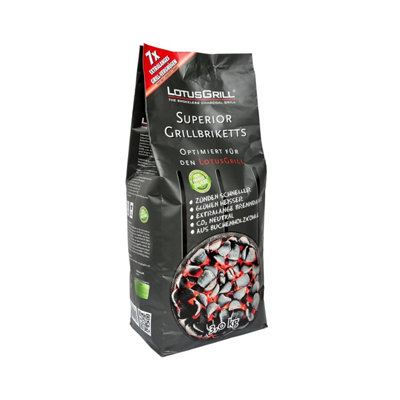 Lotusgrill Superior Bbq Briquettes Made Of Beech Wood Charcoal3 Kg PackCo 2 NeutralIgnites QuicklyLong Burning TimeOf from B&Q