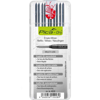 Pica Dry Pencil 3030 Refill Leads Standard Graphite All Surface Wet Dry 4030 from B&Q