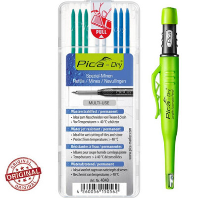 Pica Dry Automatic Pencil 4040 Wet Tile Stone Cut Leads White Blue Pica30404 from B&Q