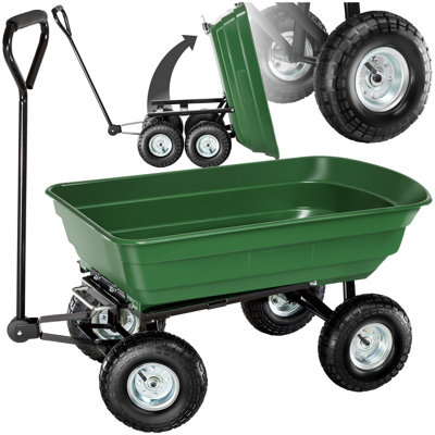 Tectake Garden TrolleyTip FunctionSmooth Steering Axle300 Kg Load Capacity Green from B&Q