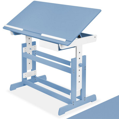 Tectake DeskFor ChildrenWoodenTiltable Tabletop7 Height SettingsWith Drawer 109 CmBlue from B&Q