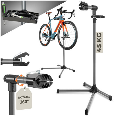 Tectake Bike Repair Stand With Tool TrayBlack from B&Q