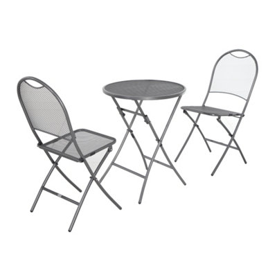 Pacific Lifestyle Folding Mesh Metal Bistro Set For 2 Table And Chairs For Garden Patio from B&Q