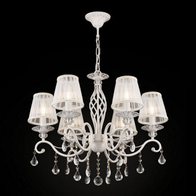 Luminosa Lighting Luminosa Grace Chandelier White With Gold & CrystalWith Shades6 LightE14 from B&Q