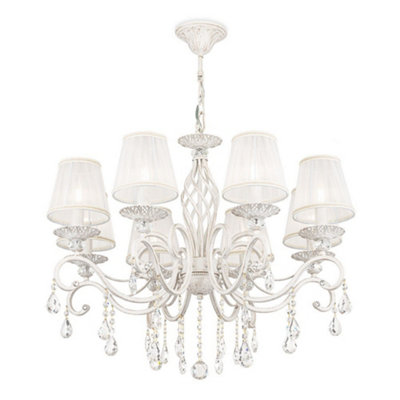 Luminosa Lighting Luminosa Grace Chandelier White With Gold & CrystalWith Shades8 LightE14 from B&Q
