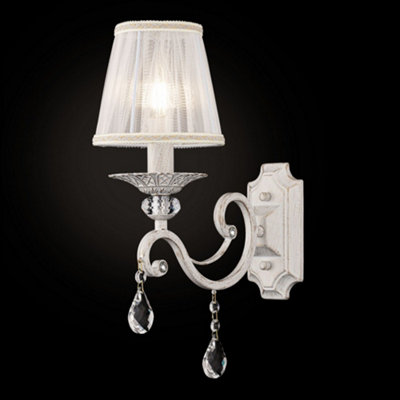 Luminosa Lighting Luminosa Grace Wall Candle Lamp White With Gold & Crystal1 LightE14 from B&Q