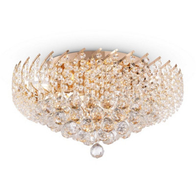 Luminosa Lighting Luminosa Karolina Semi Flush Ceiling Lamp Gold & Crystal9 LightE14 from B&Q
