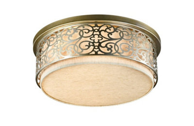 B&Q -  Luminosa Venera Semi Flush Cylindrical Ceiling Lamp Brass5 LightE27