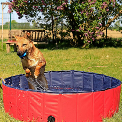  - Lionto Foldable Dog Pool Made Of Scratch-Resistant Pvc Material120 CmHeight 30 CmAnti-Slip Coating & Drain Plug For Quick