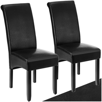 B&Q -  Set Of 2 Dining ChairErgonomic Seat ShapeHigh BackrestPaddedFaux Leather Black