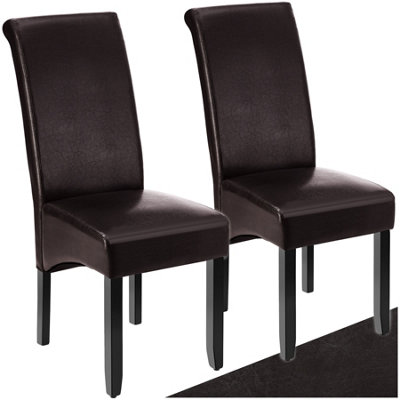 B&Q -  Set Of 2 Dining ChairErgonomic Seat ShapeHigh BackrestPaddedFaux Leather Brown