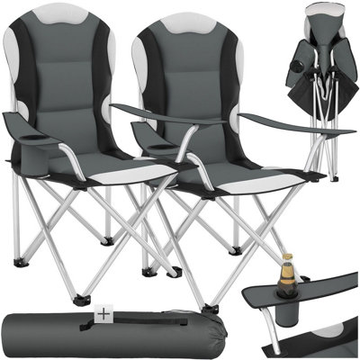 Tectake Camping ChairPadded Seat With Carry BagGreySet Of 2 from B&Q