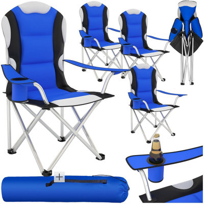 Tectake Camping ChairPadded Seat With Carry BagBlueSet Of 4 from B&Q