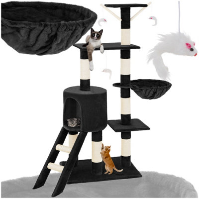Tectake Cat Tree Dominik144 CmSisal Cat Scratching PostMice & Anti-Tip ProtectionBlack from B&Q