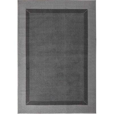 The Rugs Designer Velours Band Rug And Runner Polypropylene Low Pile Rug In Grey from B&Q