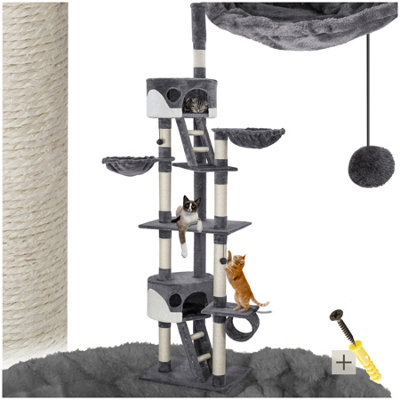 Tectake Cat Tree Hansi243 To 260 CmSisal Cat Scratching PostsGrey/white from B&Q