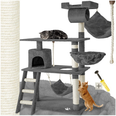 Tectake Cat Tree Marcel141 CmSisal Cat Scratching PostGrey from B&Q
