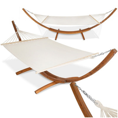B&Q -  Hammock ThorstenWooden FrameFor 2 PeopleHeight AdjustableDurable FabricWhite