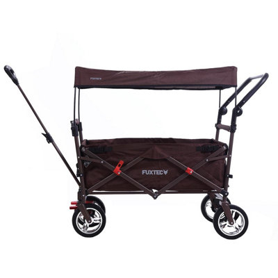 Fuxtec Ct-700 Foldable Handcart With Uv-Protected Sun CanopyDual Brakes & Rear Push HandleBrown from B&Q