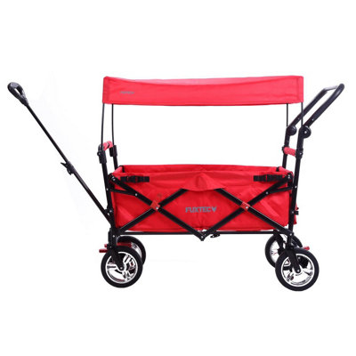 Fuxtec Ct-700 Foldable Handcart With Uv Sun CanopyDual Brakes & Rear Push HandleRed from B&Q