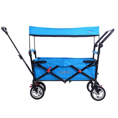 Fuxtec Ct-700 Foldable Handcart Wagon With Uv Sun Canopy And Rear Push HandleTurquoise from B&Q