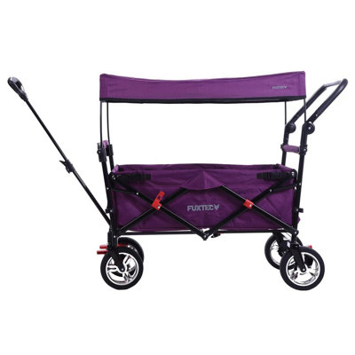 Fuxtec Ct-700 Foldable Handcart With Uv-Protected Sun CanopyDual Brakes And Rear Push HandlePurple from B&Q