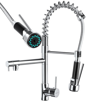 Tectake Kitchen TapWith Mixer Tap And Detachable Spray NozzleGrey from B&Q