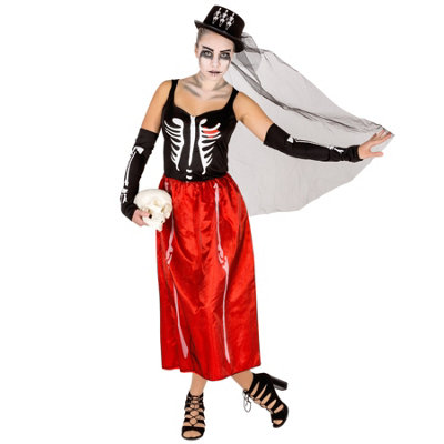 B&Q -  Womens Skeleton Costume 300090Red S