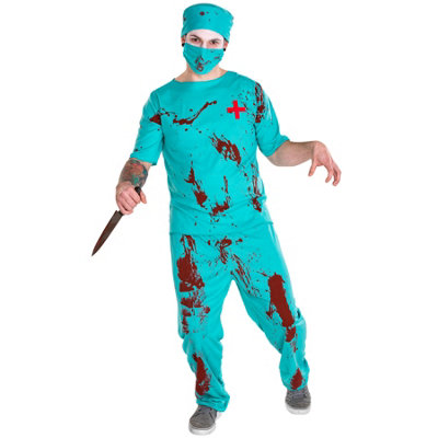 B&Q -  Mens Zombie Doctor Costume 300184Blue L