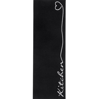 The Rugs Unisex Black Washable Kitchen Rug & Runner Polyamide Non Slip Floor Runner In | Size: 50Cm X 150Cm - Image 4