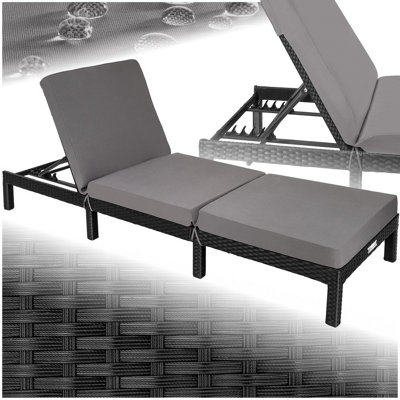 Tectake Sun Lounger Sofia With 6-Step Adjustable BackrestThick Padding And Uv-Resistant PolyrattanBlack from B&Q