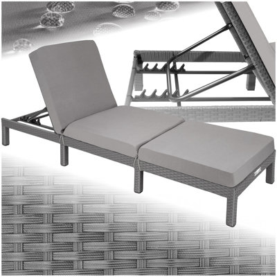 Tectake Sun Lounger Sofia With 6-Step Adjustable BackrestThick Padding And Uv-Resistant PolyrattanGrey from B&Q