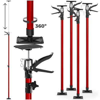 Tectake Plasterboard Props Set Of 4 Adjustable Ceiling Support Shore Holder 115 Up To 290 CmRed from B&Q