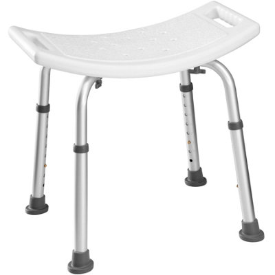 Tectake Unisex White Rectangular Aluminum Shower Stool In - Image 2