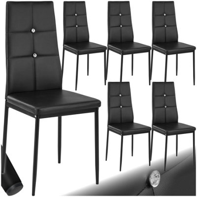 B&Q -  Set Of 6 Dining Chair SetHigh BackrestSlim Steel Legs & Rhinestone Highlights Black