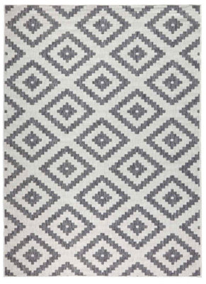 B&Q -  Malta Reversible Indoor Outdoor Rug Flatweave Polypropylene In Grey