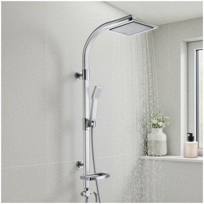 Tectake Aluminum Rain Shower System With Handheld Showerhead And Soap DishGrey from B&Q