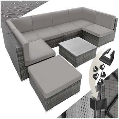 Tectake Garden Furniture VeniceSet For 6 To 7 PeopleOutdoor SofasTable And Stool Grey from B&Q