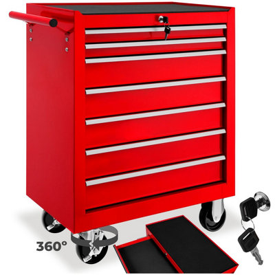 Tectake Tool Chest7 Drawers4 WheelsCentral Locking Red from B&Q
