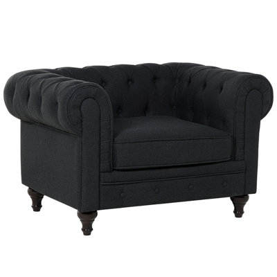 Beliani Armchair Chesterfield Fabric Graphite Grey from B&Q