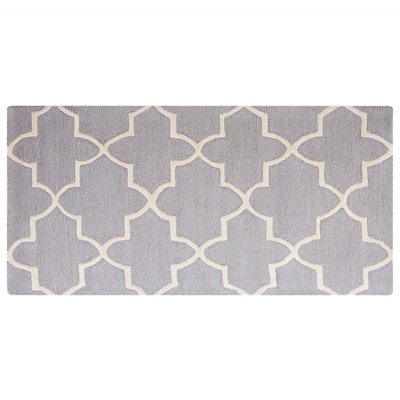 B&Q -  Rug Silvan Light Grey 80 X 150 Cm Wool