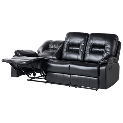 Beliani Manual Recliner Sofa 3 Seater Bergen Faux Leather Black