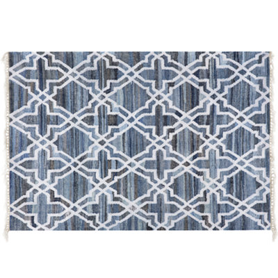 B&Q -  Rug Adiyaman Blue 140 X 200 Cm Cotton