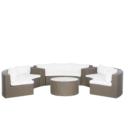 Beliani Garden Lounge Set With Table 9 Seater Severo Pe Rattan Brown