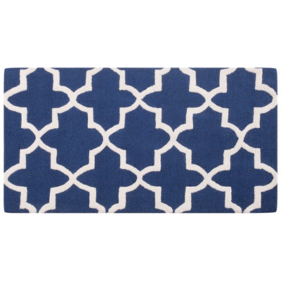 B&Q -  Rug Silvan Navy Blue 80 X 150 Cm Wool