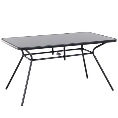 Beliani Garden Dining Table Livo 140 Cm 80 Cm Glass Black from B&Q