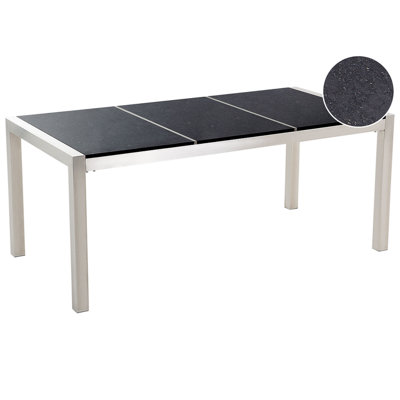 B&Q -  Garden Dining Table Grosseto 180 Cm 90 Cm Polished Granite Black