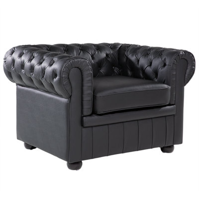 B&Q -  Armchair Chesterfield Leather Black