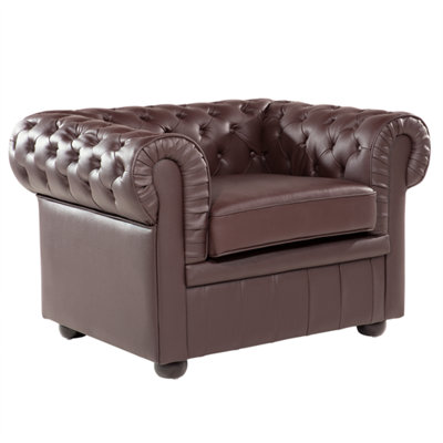 B&Q -  Armchair Chesterfield Leather Brown