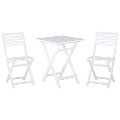 B&Q -  Bistro Set Folding Fiji Acacia Wood White